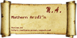 Mathern Arzén névjegykártya